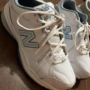 New Balance Cream and Gray Athletic Shoes